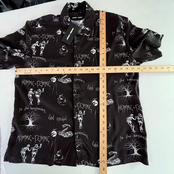 Homme + Femme NEW Genesis Camp Shirt Men Sz M Black Adam Eve Serpent Button Up - Picture 6 of 7